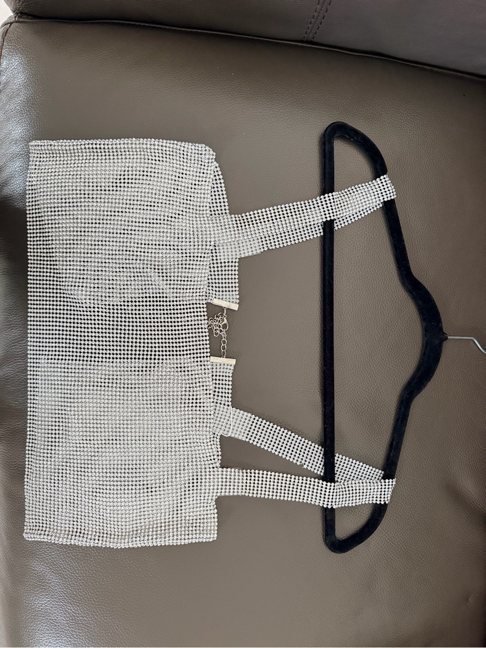 Crystal Mesh Crop Top Bag - White